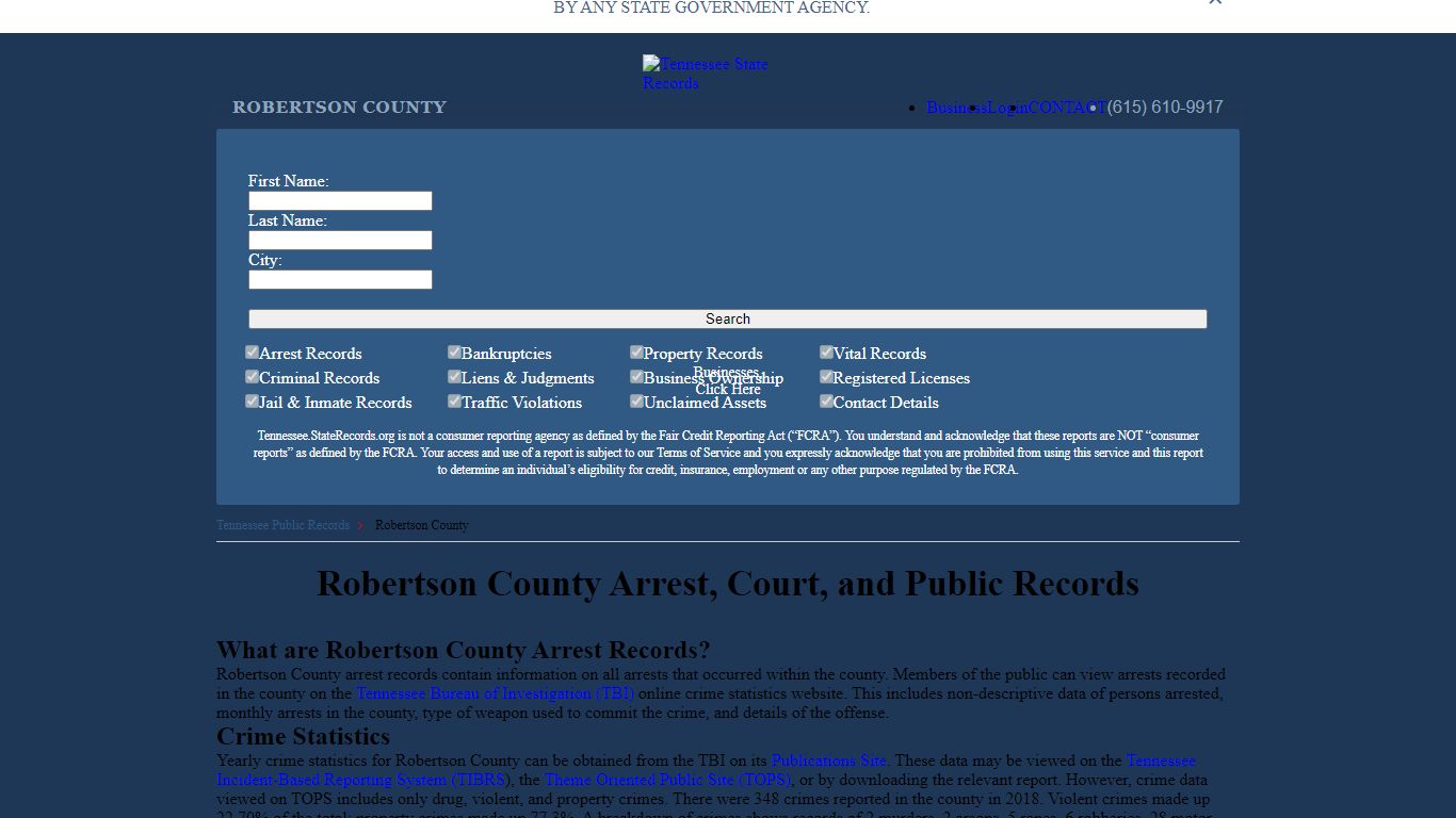 Robertson County Arrest, Court, and Public Records