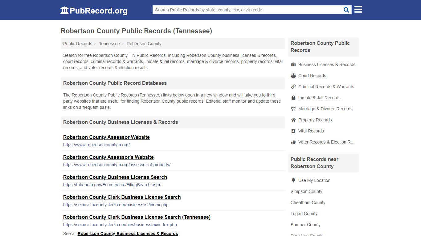 Robertson County Public Records (Tennessee) - pubrecord.org